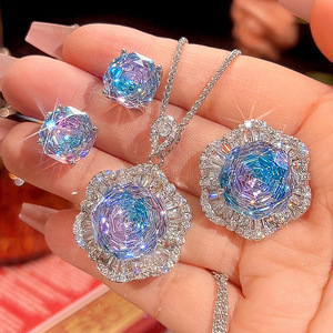 2025 New high-end Jewelry Copper Bottom Gold-plated Millennium Cut Gradient Elegant Light Luxury Suit Women 16-12m - Product Image 1