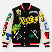 Veste universitaire patchwork, veste bomber brodée sur mesure, streetwear, vêtements d'équipe pour hommes