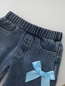 Nouvel ensemble deux pièces pour filles, automne et hiver, sweat-shirt à manches longues uni, décoration en nœud, <span class=keywords><strong>jean</strong></span> - Product Image 6