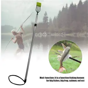 Fourche de pêche télescopique en gros harpon 4 broches avec barbes lance de plongée a-alliage poignée pêche gaff crochet pistolet outils de pêche