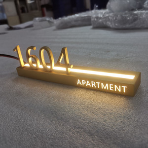 Tùy Chỉnh Led Số Nhà Căn Hộ Backlit Chiếu Sáng Số Thép Không Gỉ Khách Sạn Số Cửa Đăng Huisnummer - Product Image 3