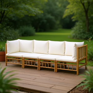 Bamboo Modular Garden <b>Sofa</b> <b>Set</b> Outdoor Furniture Durable Cushion Garden Use - Product Image 2