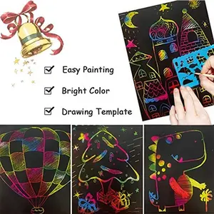 Custom Design Size DIY Rainbow Scratch Art Painting Paper Cards And Magic Scratch Drawing Graffiti Doodle Book For Kids