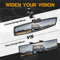 Rétroviseur intérieur de voiture convexe transparent ou bleu de 12 pouces pour UTV, pour barre de protection ronde de 1,75 à 2,0 pouces