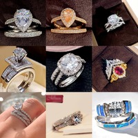 Parures de bagues de fiançailles et de mariage de luxe multicolores pour femmes, bijoux personnalisés purs pour le doigt