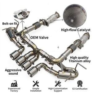 ท่อไอเสียแคทแบ็คแบบดาวน์ไปป์สำหรับ Chevrolet CORVETTE C8 Z06 ปี 2019-2025 ยี่ห้อ Boska ผลิตจากไทเทเนียม พร้อมระบบวาล์วแบบ OEM - Product Image 1