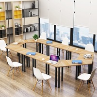 Table de formation modulaire trapézoïdale en bois moderne, table de réunion collaborative pour bureau, salle, école, classe