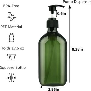 Custom logo clear Transparent Brown White Black Amber Green 300ml 400ml 500ml <b>Pump</b> <b>Shampoo</b> <b>Bottle</b> with <b>Pump</b> Heads - Product Image 3