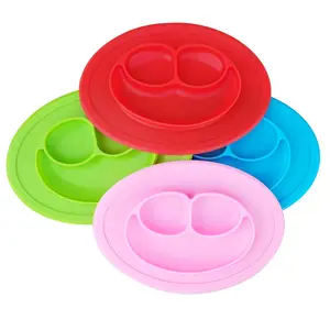 Food Grade Smile Shape Silicon Kids Eating Dinner Divided BPA Free Toddler Silicon Baby Plate