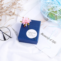 Boîte à bijoux en papier velours sur mesure avec ruban et logo personnalisé pour emballage de mariage