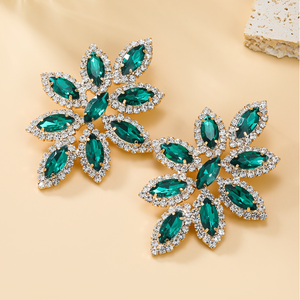 Warna-warni kristal besar berlian bunga anting menjuntai berkilau mewah wanita berlian imitasi besar anting stud pengantin Wed perhiasan - Product Image 2