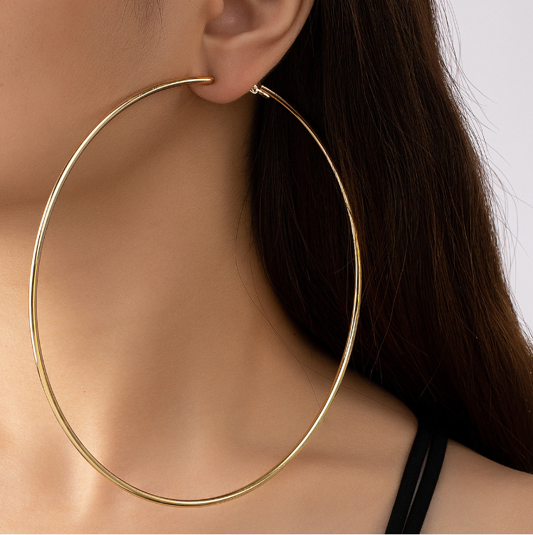Wholesale Cheap Gold Color Big 10 cm Large Circle Hoop Earrings for Women  Girls Simple Fashion Geometric Drop Earring Jewelry