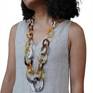 Natural Handmade Buffalo Horn Necklace for Women Religious Fashion Best Selling Amber Honey Color Wedding Jewelry FWE-0017 - Product Image 1