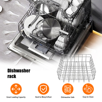 Organisateur de rangement élégant en grille de fil d'acier inoxydable avec revêtement PE noir-gris pour évier de cuisine, armoire et support de lave-vaisselle