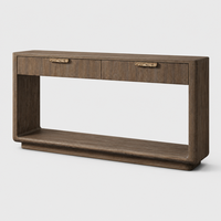 Console en bois massif unique avec 2 tiroirs à fermeture douce, faite à la main, pour l'aménagement intérieur de maisons et villas