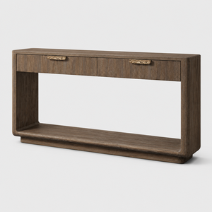 <span class=keywords><strong>Console</strong></span> en bois massif unique avec 2 tiroirs à fermeture douce, faite à la main, pour l'aménagement intérieur de maisons et villas - Product Image 1