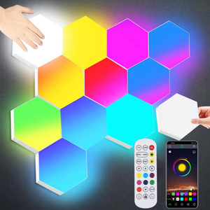 Trò chơi phòng ngủ phòng ngủ USB <span class=keywords><strong>powered</strong></span> LED lục giác tường ánh sáng giao hưởng LED app điều khiển từ xa thông minh bầu không khí ánh sáng - Product Image 6