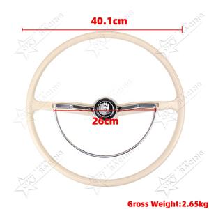 พวงมาลัยวินเทจ 2 ก้าน สีดำ ขาว โครเมียม ขนาด 400 มม. 15 3/4 นิ้ว สำหรับรถโฟล์คสวาเกน บีทเทิล ปี 1962-1971 รุ่น 62-71 วีดับบลิว บัก คาร์มันน์ ไจอา ไทป์ 3 - Product Image 5