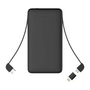 Banque d'alimentation portable ultra-mince 5000 mAh avec câble micro USB et câble Type-C intégrés, chargeur de <span class=keywords><strong>batterie</strong></span> externe - Product Image 2