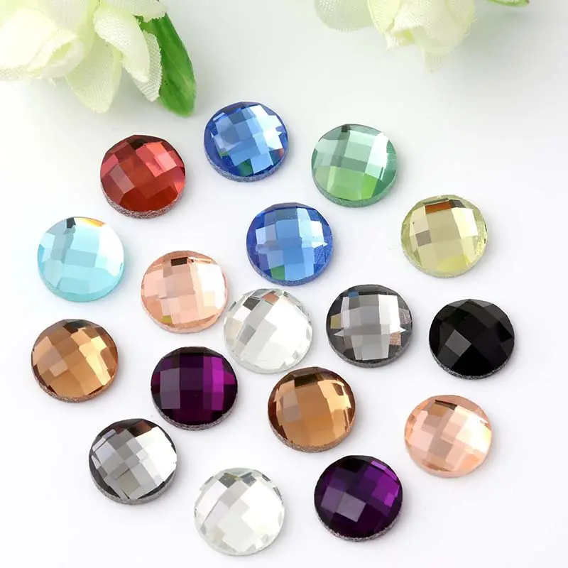 Square Shape Flatback Glass Beads with Rhinestone 8mm 12mm 16mm Sizes Motif Style Colors for Garment Shoes Bag Accessories