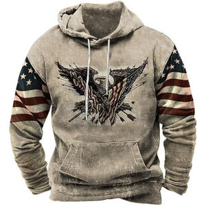 Sudadera con Capucha Vintage Rode 66, Conjuntos Deportivos Personalizados, Estampado de Águila Estadounidense, Sudadera de Talla Grande para Hombre, Sudadera de Moda - Product Image 3