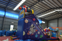 Château Gonflable Combo Glissade et Trampoline Thème Fusée Spatiale Galaxie pour Enfants, Glissade Sèche, pour Usage Commercial Extérieur, Fêtes et Carnavals, Location
