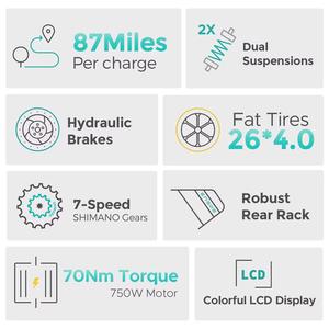 Bicicleta Eléctrica ENGWE E26 Todoterreno de 250w y 26 Pulgadas, Bicicleta Eléctrica Híbrida para Ciudad y Carretera para Adultos - Product Image 4