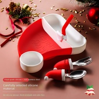 Ensemble de vaisselle en silicone pour enfants de Noël, cadeau, antidérapant, assiette divisée en silicone pour bébé, bol d'alimentation de qualité alimentaire