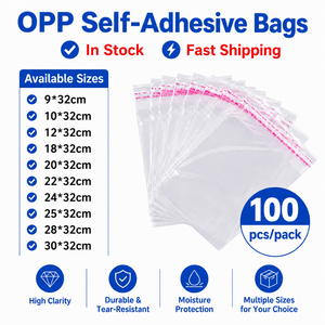 ถุงใส OPP แบบมีกาวในตัว ขนาด 28+4 ซม. บรรจุ 100 ชิ้น ถุงพลาสติกปิดผนึกเอง สำหรับบรรจุภัณฑ์เสื้อผ้า เครื่องประดับ และสินค้าอื่นๆ - Product Image 1