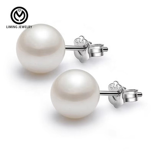 CEX01 Aretes de Perlas de Concha de Agua Dulce de 6-8mm en Plata de Ley 925 de Estilo Coreano, Joyería Fina Clásica de Diseñador para Mujer Novia - Product Image 1