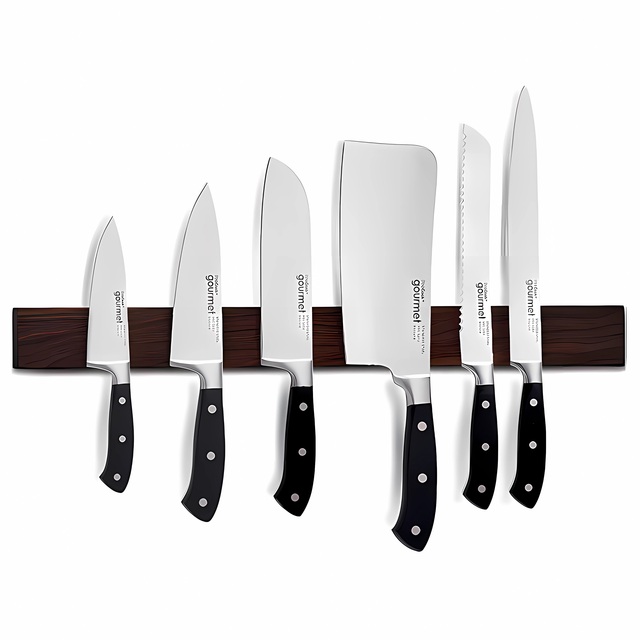 Stainless Magnetic Knife Strip, Wood Kitchen Universal Magnetic Knife Block Knife Holder