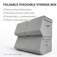Organisateur de placard pliable à ouverture frontale, boîte de rangement empilable pour vêtements, bac avec couvercle, cadre métallique, capacité 50L, écologique