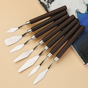 Peralatan Dapur Baru 7pcs Set Spatula Kue Krim Mentega Stainless Steel Dengan Gagang Kayu Tahan Lama Alat Memanggang Pisau - Product Image 1