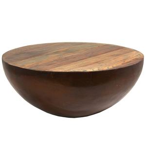 โต๊ะกาแฟดีไซน์สร้างสรรค์ ท็อปไม้ทรงกลม ฐานเหล็ก รับประกันคุณภาพ - Product Image 1