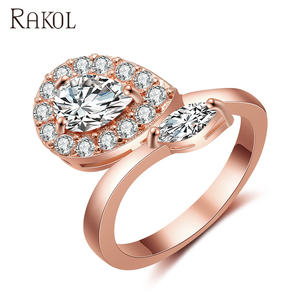 RAKOL RP2133 Women's Luxury Gold-Plated Synthetic Zircon Ring New Fashion Design - Product Image 2