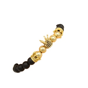 Micro CZ Crown Beads for Bracelet for Men &amp; Women 8mm Matte Black Ball Shape King &amp; <strong>Queen</strong> Matching Jewelry <strong>Gift</strong> for Couples - Product Image 6