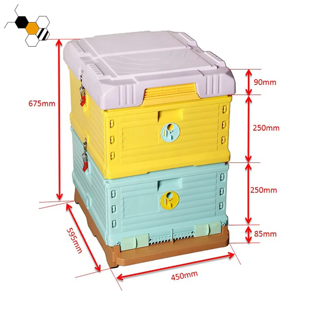 Venta al por mayor 3 capas de plástico langstroth colmena caja térmica de poliestireno para abeja de plástico colmena