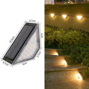 Blanco cálido triángulo patio impermeable <span class=keywords><strong>pie</strong></span> Pedal pasarela luz <span class=keywords><strong>Solar</strong></span> Led escalera paso esquina luz noche Sensor lámpara al aire libre - Product Image 2