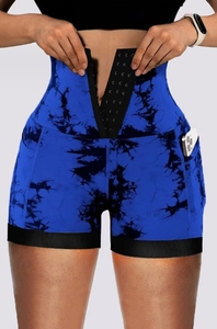 Short <span class=keywords><strong>femme</strong></span> été mode cravate teinture <span class=keywords><strong>taille</strong></span> haute trois boutonnage maigre ventre contrôle bout à bout Yoga sport Shorts Streetwear - Product Image 5