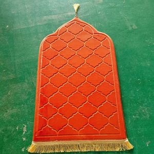 Ensemble de tapis de prière musulman avec pochette élégante, perles et pompons en perles - Antidérapant, réversible, usage domestique, polyester 65x115cm pour femmes - Product Image 6