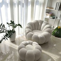 Sofá Modular de Esponja Comprimida al Vacío, Estilo Pétalo Crema, para Sala de Estar Pequeña u Hotel