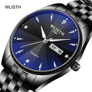Wlisth लोकप्रिय क्वार्ट्ज बेल्ट घड़ी पुरुषों की घड़ी स्टील बेल्ट निविड़ अंधकार multifunctional खेल घड़ी