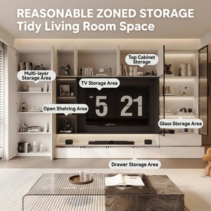 Mobile TV Facile da Montare con Vano Portaoggetti, <span class=keywords><strong>Design</strong></span> Moderno e Minimalista, Soluzioni Personalizzate in MDF per <span class=keywords><strong>Pareti</strong></span> TV di Soggiorni Moderni - Product Image 4
