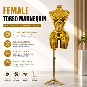 Mannequins de vitrine en plastique plaqués or, grande taille, pour modèles afro-américaines, avec poitrine et fessier généreux, pour magasins de vêtements - Product Image 1
