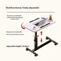 Table de chevet mobile en métal de qualité hospitalière, table de chevet pneumatique pour ordinateur portable, bureau réglable en hauteur, multifonction, blanc
