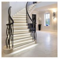 Escalier Courbé de Style Luxe avec Rampe en Fer Forgé Design, Escalier Courbé Moderne pour Hôtels et Villas