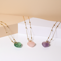 Collier Hisera tendance en tricot torsadé avec pendentif en cristal de quartz en forme de cœur, pierre naturelle, excellent cadeau pour les meilleurs amis