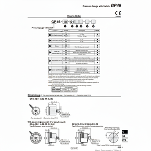 มาตรวัดความดันสวิตช์ GP46-10-01ML5 pneumatics SMC - Product Image 1