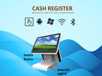 Terminal Punto de Venta de Alta Calidad con Pantalla Táctil Capacitiva Dual de 15/15.6 Pulgadas, Windows/Android, Caja Registradora para Restaurante y Comercio Minorista