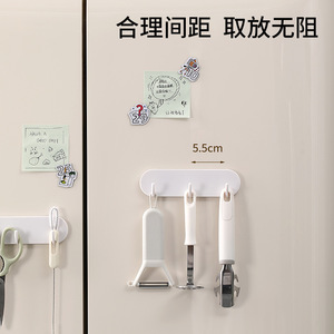 FaSoLa Magnetic <b>Hooks</b> White 3 <b>Hooks</b> Wall Mounted Punch Free For <b>Kitchen</b> Refrigerator Storage - Product Image 2